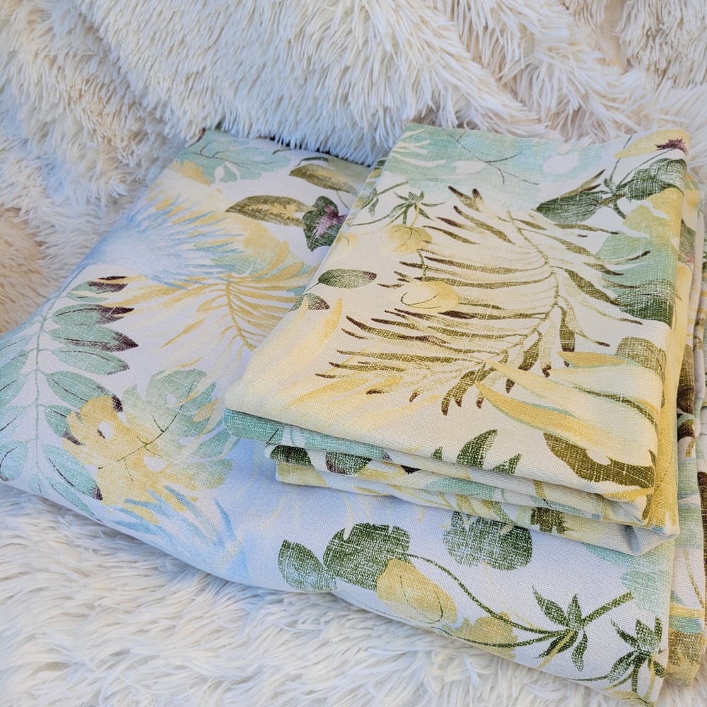 LEGACY Queen Duvet & shams green yellow palm leaf cotton Bedding Neiman … - Picture 5 of 16